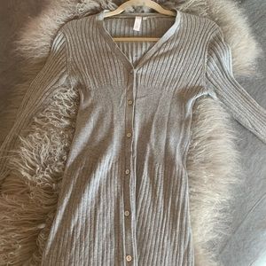 Dove Grey cotton and cashmere long cardigan